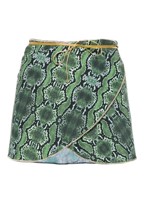 Green snakeskin-print mini skirt Reina olga - women REINA OLGA | CICLONEWRAPTEXASGREEN